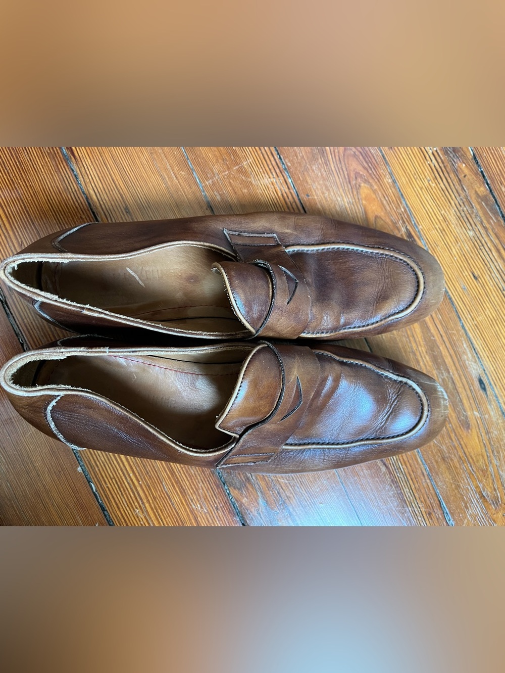 Donald J. Pliner Men's Brown Leather Penny Loafers